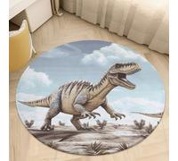 Dinosaur Walking Area Rug Washable Round Rug Carpet Soft Non-Slip TPR Bottom Door Mat Low Pile Waterproof Floor Carpet Print Mat Decor for Bedroom Living Room Bathroom 60 * 60cm