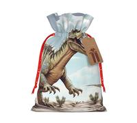 Dinosaur Walking Dinosaur Walking Christmas Drawstring Bag Burlap Xmas Gift Bags Large Drawstring Gift Bags w/Tag Christmas Wrapping Bags Xmas Candy Bag Reusable Holiday Party Favors Bags S