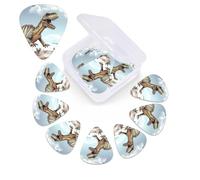 Dinosaur Walking Dinosaur Walking Guitar Picks 12 Pack 3 Different Thickness Celluloid Guitar Plectrums with Guitar Pick Storage Box Personalized Guitar Pick for Acoustic Guitar Picks