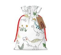 Dinosaur Walking Linen Drawstring Gift Bag Xmas Party Candy Bag Reusable Storage Pouches