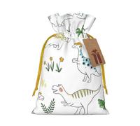 Dinosaur Walking Linen Drawstring Gift Bag Xmas Party Candy Bag Reusable Storage Pouches
