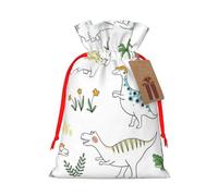 Dinosaur Walking Linen Drawstring Gift Bag Xmas Party Candy Bag Reusable Storage Pouches