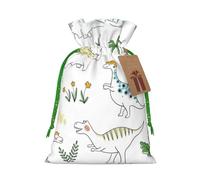 Dinosaur Walking print Drawstring Gift Bag for Wedding Party Birthday Unique Present Bag Reusable Canvas Bag,1 Piece M