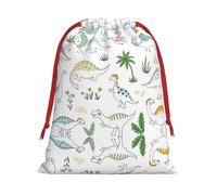 Dinosaur Walking Print Drawstring Gift Bag, Xmas Wrapping Bags For Presents With Birthday Holiday Party