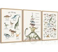 Dinosaur Wall Art Set of 3, Educational Canvas Prints, Unframed, 16x24 in