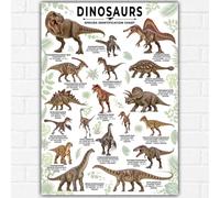 Dinosaur Wall Chart Bedroom Poster A3 Kids Boys - Jungle Educational Room Decor