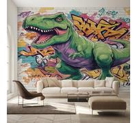 Dinosaur Wallpaper, Graffiti Street Art T-Rex Wall Mural for Living Room, Bedroom, Non-Woven Wall Papaer Decoration, Photo Wallpaper & Home Decor, 150x105 cm (WxH) K-MZ&25