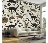 Dinosaur Wallpaper, Kids Jungle Dino Animal Wallpaper for Living Room, Bedroom, Non-Woven Decor Wall Paper, Photo Mural Dining Room, Hallway, Lounge, 300 x 210 cm A40