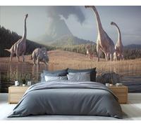 Dinosaur Wallpaper Volcanoes Wallpaper Smog Wall Paper Murals for Walls Hills and Forest Wall Paper for Bedrooms Living Room Poster 300X210cm