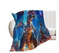 Dinosaur War in G-alaxy280GSM Throws Blanket 66"x90"