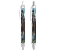 Dinosaur War Retractable Ballpoint Pens 0.5 Fine Point Smooth Writing Pen for Journal Home Office 2 PCS AS PIC 2