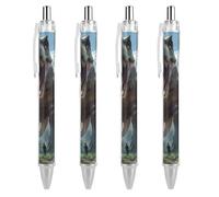 Dinosaur War Retractable Ballpoint Pens 0.5 Fine Point Smooth Writing Pen for Journal Home Office 4 PCS AS PIC 2