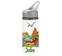Dinosaur Water Bottle with Straw - Personalised with name of your choice