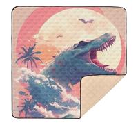 Dinosaur Wave Sunset Art Large Stylish Baby Gym & Activity Mat for Floor Washable Kicking Mat for Baby Toddler Infant, 50'' x 50''