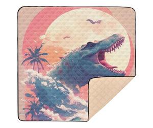 Dinosaur Wave Sunset Art Large Stylish Baby Gym & Activity Mat for Floor Washable Kicking Mat for Baby Toddler Infant, 50'' x 50''