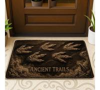 Dinosaur Welcome Door Mat, Adventure Nature Footprints Mountains None Brown Rubber Non-Slip Back Doormat Home Decor for Entryway Outdoor Porch Balcony 29x17 Inch