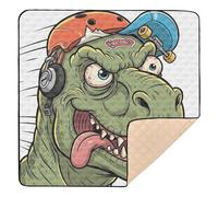 Dinosaur with Helmet & Headphones Soft Thick Baby Activity Play Mat for Indoor Outdoor One-Piecing Tummy Time & Crawling Mat for Baby Toddler Infant, 50'' x 50''