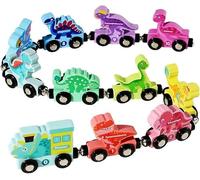 Dinosaur Wooden Train Set Magnetic Dinosaur Learning Toys, 11 Pcs Wooden Dinosaur Train Set,Toddler Toys 1st Birthday Gifts for Boys Girls Number Magnetic Train Birthday Gift for Kids