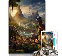 Dinosaur World 1000 Piece Jigsaw Puzzle for Adults Teens,Staycation Kill Time Every Piece Is Unique - Challenging Family Fun Game (50x75cm)