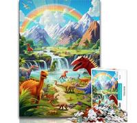 Dinosaur World 1000 Piece Jigsaw Puzzles for Teenagers,Stress Reliever Staycation Kill Time with Matching Poster And Trivia Sheet 50x75cm