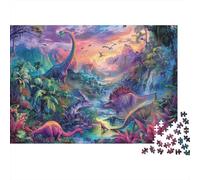 Dinosaur World 1000 Piece Jigsaws with Precision Cut Personalised Jigsaws Jurassic Land As A Party Puzzle Game for Social Gatherings 52x38cm/1000pcs
