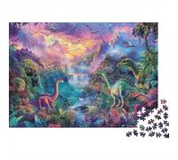 Dinosaur World 1000 Piece Puzzles for Adults with No Puzzle Dust Colourful Jigsaws Dino Paradise for Anxiety Relief Games during Family Puzzle Night 38x26cm/1000pcs