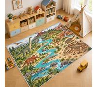 Dinosaur World Door Mat Indoor 50x80, Kids Dino Small Rug Washable | Non Slip Jungle Animal Floor Carpet for Entrance Kitchen Bedroom, Soft Low Pile Rugs Doormats, Mh651