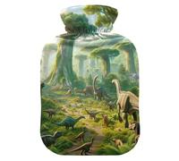 Dinosaur World Hot Water Bottle with Soft Velvet Cover Hot Water Bag for Foot Bed Warmer Pain Relief, 1 Liters