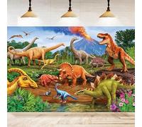 Dinosaur World Park Photography Backdrop Rain Animals Tropical Jungle Safari Background Boy Baby Birthday Party Decor 350x240CM