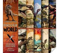 Dinosaur World scrapbook paper, 8.5x8.5, 10 Designs, 20 Double-Sided Sheets: Scrapbooking Paper for Junk Journals, Decorative craft Paper for Gift, ... & Mixed Media, Origami, Collage & Card Making