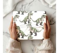 Dinosaur Wrapping Paper Sheet - Cute T-Rex Gift Wrap for Boys Birthday, Kids Presents, Party Supplies - W79 (White, Medium Sheet - 42 x 58cm / 15.7" x 22.8" inches)
