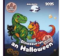 Dinosaurier an Halloween - Malbuch 2025 - Einfacher Mandala-Stil: 50 Seiten mit Dino-Freunden bereit für Süßes oder Saures