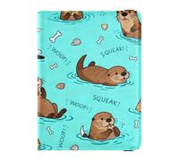 Dinosaurs and Dogs Pattern Family Travel Leather Passport Holder Secure Hidden Money&Card Wallet for Men Business Trip, Dogs and Otters Pattern, One Size, Fashion