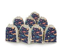 Dinosaurs And Stars Colorful 8 PCS Muslin Bags with Drawstring Sachet Bags Empty Small Cotton Drawstring Bag Muslin Reusable & Washable Cotton Bag for Herb Spice Candy Soap Jewelry Wedding Gift Pouche