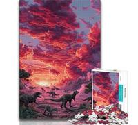 Dinosaurs at Sunset Jigsaw Puzzles 1000 Pieces for Adults Teens,Learning Educational Toy for Is Ideal As A Gift for The Whole Family (38x26cm)