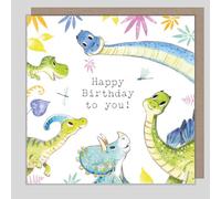 Dinosaurs Birthday Card - Cute Baby Dinos Awesome Illustrated Greeting Card