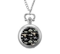 Dinosaurs Bone Vintage Pocket Watch with Chain Arabic Numerals Scale Quartz Pocket Watches Gifts for Men Women