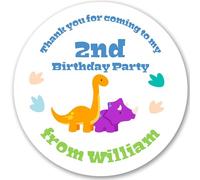 Dinosaurs Boy's Personalised Birthday Party Stickers - Gift Tags/Labels for Party Bags or Sweet Cones (12 Stickers x 65mm)