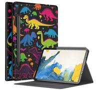 Dinosaurs Colorful Case for Samsung Galaxy Tab S9 Plus/ S9 FE Plus 5G 12.4 inch Tablet 2023, Multiple Viewing Angles Case with S Pen Holder Auto Sleep/Wake for Galaxy Tab S9+