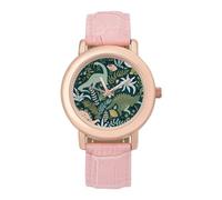 Dinosaurs Cute Dino Womens Elegant Watch Analogue Quartz Watch Leather Band Wristwatch