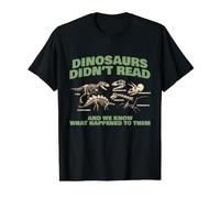 Dinosaurs Did Not Read Funny Book Lover Design Value Graphic T-Shirt, Men, Black, L