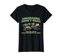 Dinosaurs Did Not Read Funny Book Lover Design Value Graphic T-Shirt, Women, Black, S