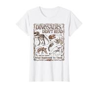 Dinosaurs Didn't Read and We Know What Happened to Them Value Graphic T-Shirt, Women, White, S