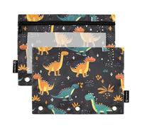 Dinosaurs Dot Pattern Pencil Pouch for 3-Ring Binder Clear Pencil Case