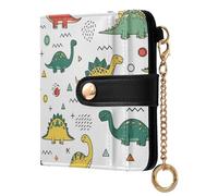 Dinosaurs Dots White Pattern Small Women Wallet PU Leather RFID Blocking Bifold Compact Card Holder with Zipper Coin Pocket Purse for Ladies Women Girls