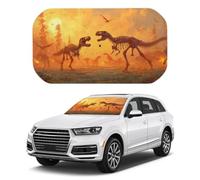 Dinosaurs Fighting in Burning Flame Car Sunshade Windshield | Foldable Front Window Sun Shade Interior Cooling UV Protection
