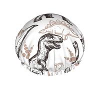 Dinosaurs Footprint Shower Cap for Women Reusable Shower Hat Double Waterproof Bathing Hair Cap for Shower