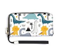 Dinosaurs Forest Long Clutch Wallet, Long Handbag with Removable Wristlet Strap, PU Leather Zip Purse, Credit Pass Case Card-Holder for Men Women