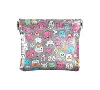 Dinosaurs Green Black Coin Purses No Zipper Coin Pouch Small Makeup Bag for Women, Cartoon Animals Grey Doodles, One Size, Cartoon Animals Grey Doodles