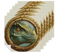 Dinosaur's Head Cloth Napkins Set of 6, Square Premium Reusable Washable Polyester Table Linen Napkin for Dinner Party